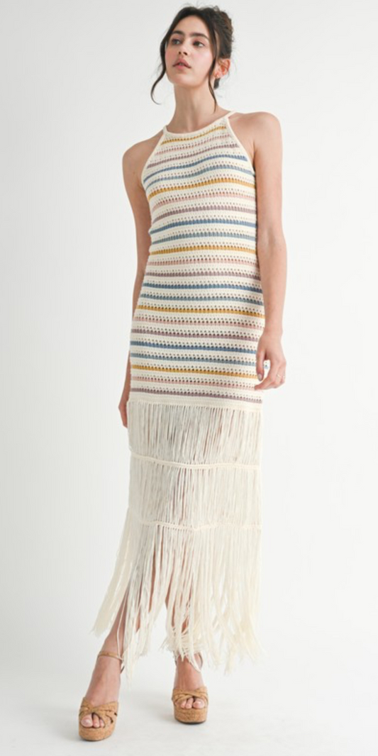 Fringe knit coverup